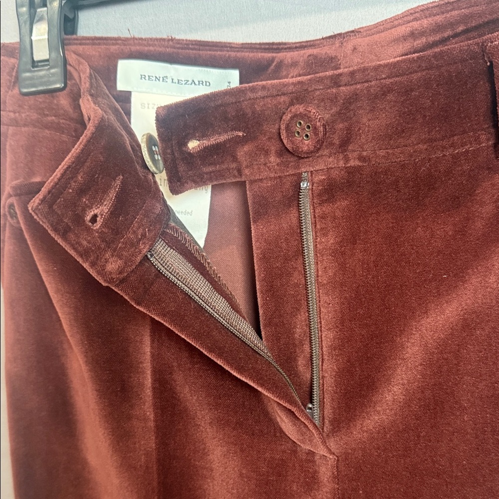 Vintage René Lezard Brown Velvet Trousers Straight Leg Made in Germany Sz 34 - Picture 10 of 10